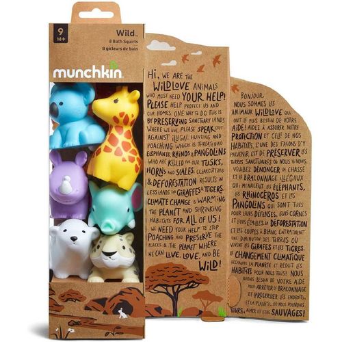 Munchkin Wild Animal Baby Bath Toy Squirts 8 Pack