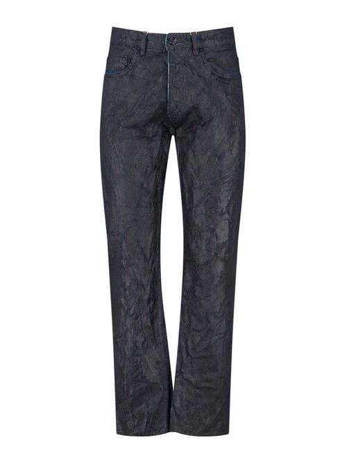 Waxed Effect Straight Jeans