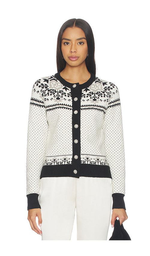 Generation Love Sade Fairisle Cardigan in Black,White. L. Also in M, S