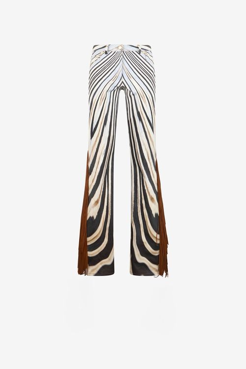 Zebra Print Flared Jeans