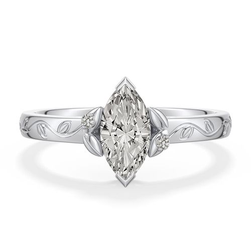 Angara 0.77 CTW Marquise Diamond Leaf Vine Engagement Ring in Platinum