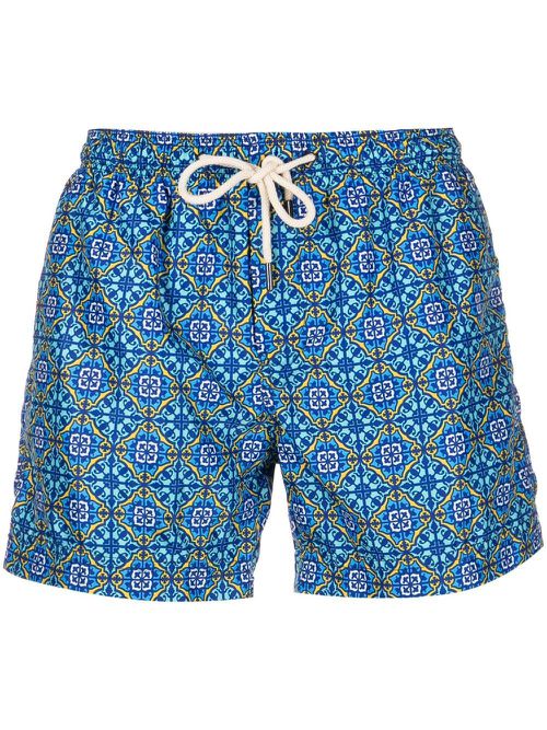 Graphic-print swim shorts - Blue