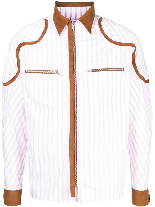 Patch-detail striped shirts - White