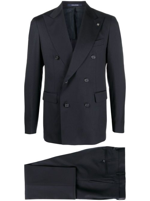 Double-breasted wool suit - Blue