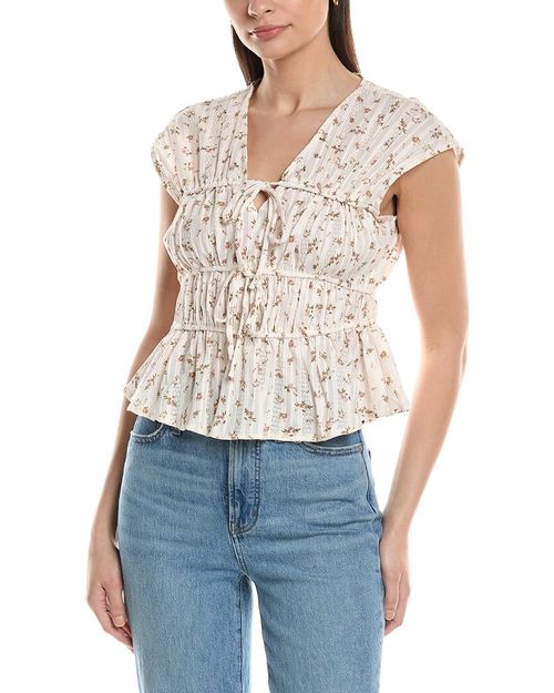 Shirred Ditsy Top