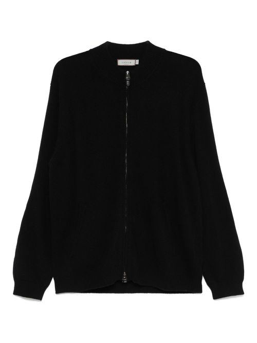 Wool-blend zip-up cardigan - Black