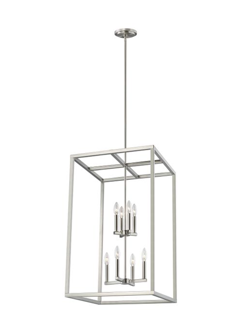 Brushed Nickel Eight Light Hall Foyer from the Moffet Street Collection