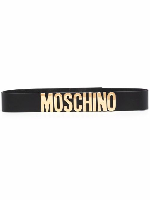 Leather logo-lettering belt - Black