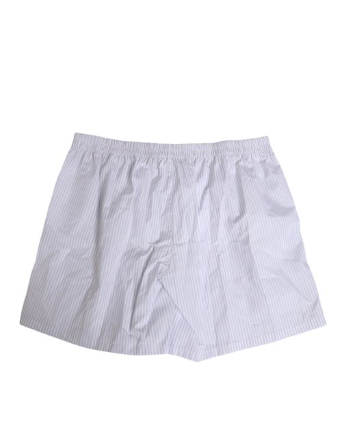 Cotton Striped Shorts — White