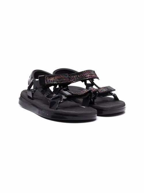 Metallic touch-strap sandals - Black