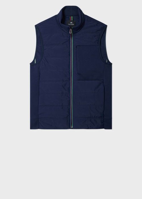 Navy Quilted Mixed Media Gilet Blue