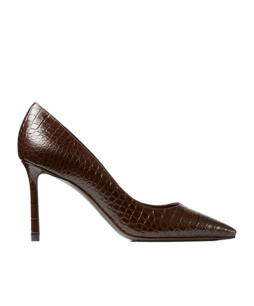 85mm Romy crocodile-effect pointed-toe pumps