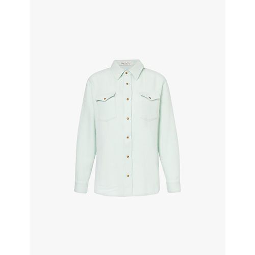 Womens Mint Tiger Long-sleeved Knitted Cashmere Shirt 