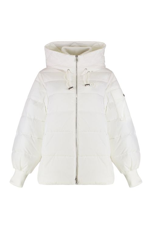 Hooded Short Down Jacket with Adjustable Drawstring Hem
