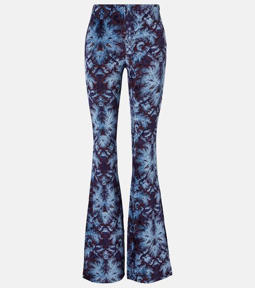 Printed crêpe high-rise flared pants