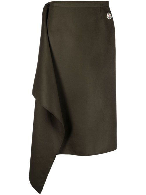 Wool-cashmere midi wrap skirt - Green