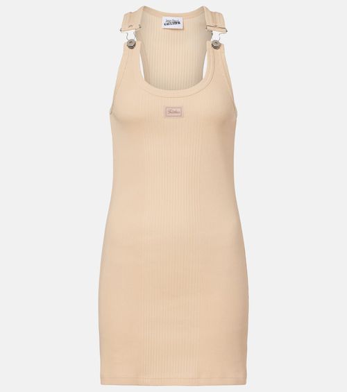 Ribbed-knit cotton minidress