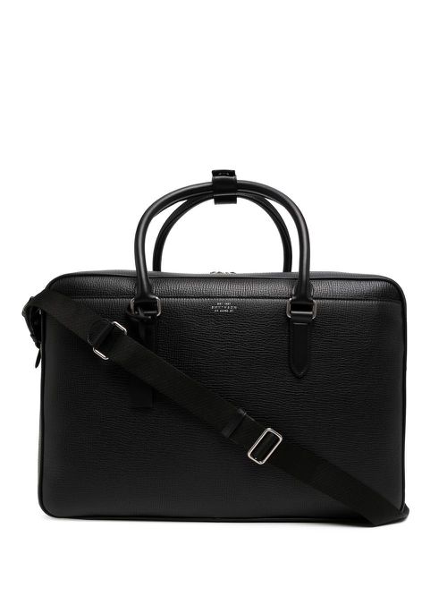 Smythson leather logo-stamp holdall - Black