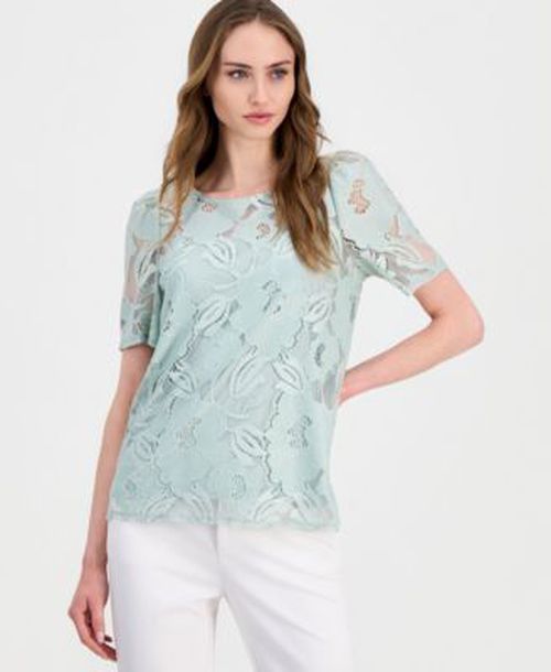 Womens Short Sleeve Floral Lace Top