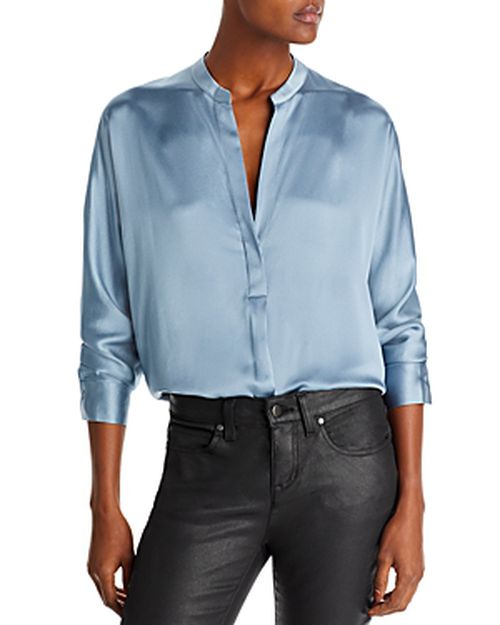Silk Band Collar Blouse