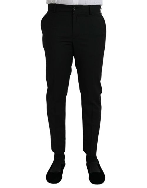 Virgin Wool Slim-Fit Trousers — Black