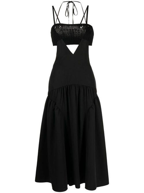 Layered crochet-top dress - Black