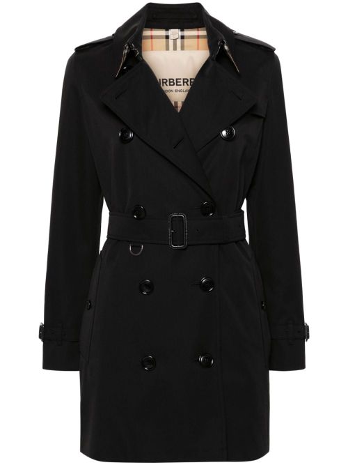 Vintage Check-pattern lining mid-length Kensington cotton trench coat
