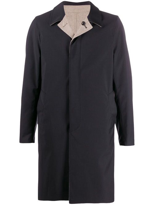 Single-breasted reversible coat - Blue