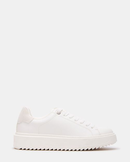 Steve Madden Women's Catcher Lace-Up Sneakers - White Suede - - Leather