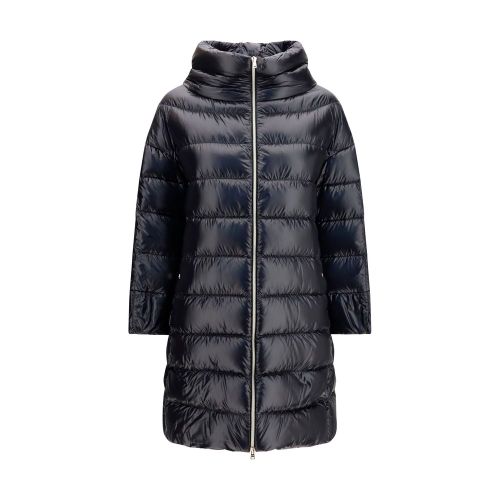 Quilted Midi Down Jacket — Black