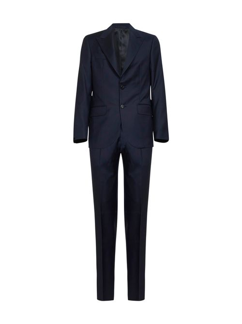 Virgin Wool Pant Suit — Blue