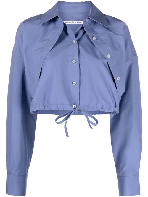 Cropped layered shirt - Blue