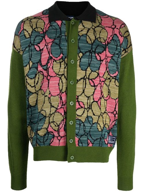 Floral intarsia-knit cardigan - Green