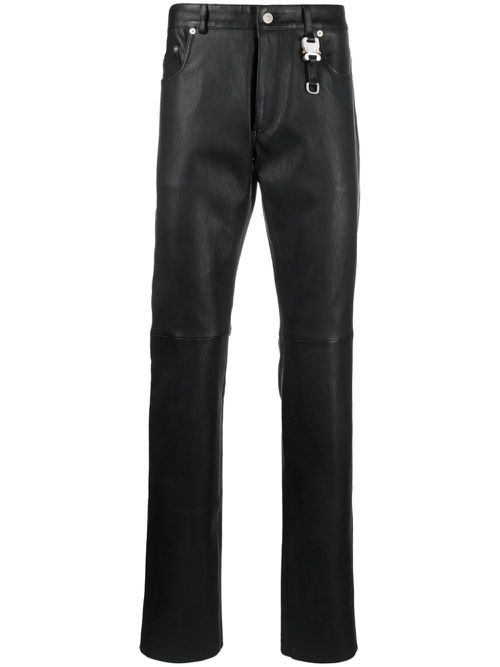 Straight-leg leather trousers - Black