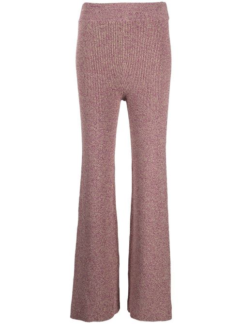 Mélange-knit flared trousers - Purple