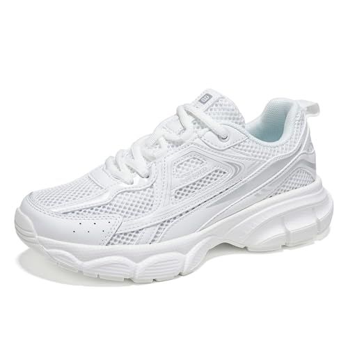 BAASPLOA Women's Chunky Fashion Sneakers Casual Sports Shoes Mesh Breathable Athletic Gym Workout Tennis Shoe Platform Thick Walking Shoes B-Grey