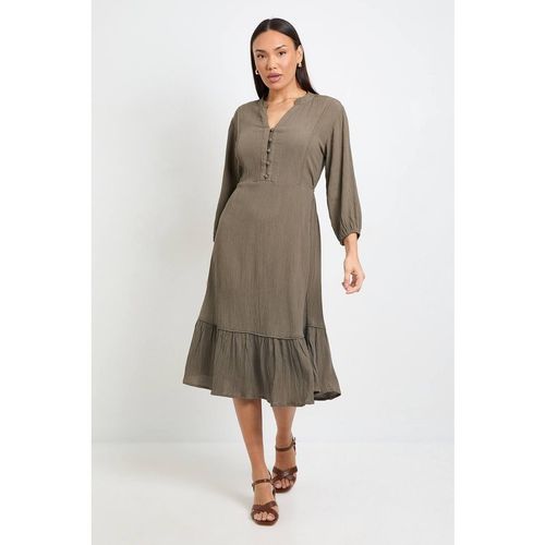 Wallis Summer Cheesecloth Midi Dress In Khaki