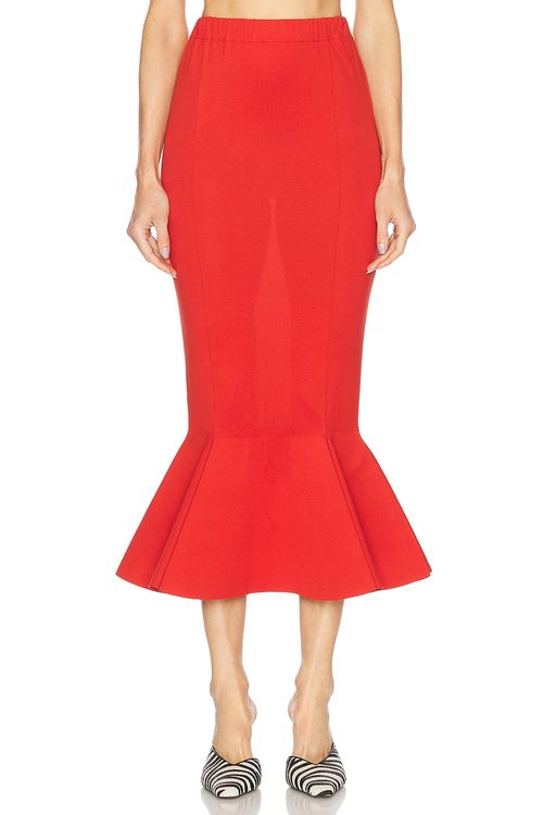 Marni Long Trumpet Skirt in Tulip - Red. 42 also in