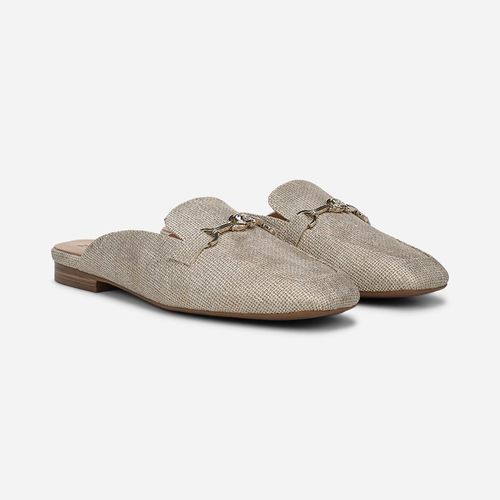 Basel Mule Shoes, Natural Beige Faux Leather