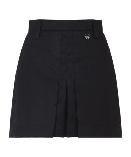 Triangle-Logo Pleated Mini Skirt