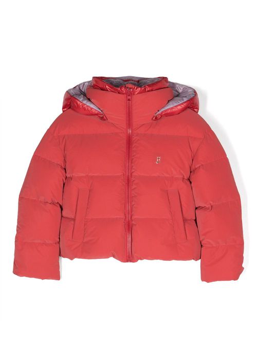 Padded down-feather hooded jacket - Red
