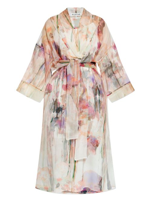 Floral-print sheer coat - Neutrals