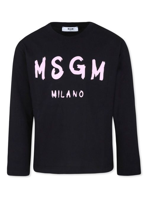 Logo-print longs-sleeve T-shirt - Black