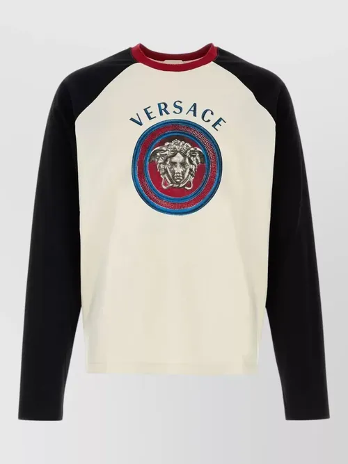 Versace - color block cotton crew neck t shirt