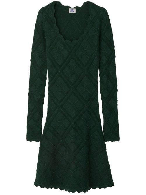 Aran long-sleeve knitted dress - Green