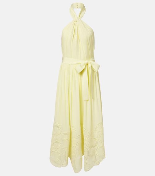 Halterneck silk-blend midi dress