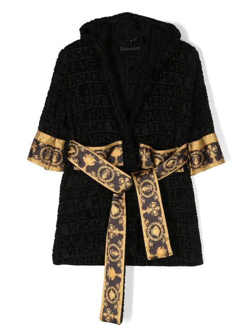 All-over logo-print robe - Black