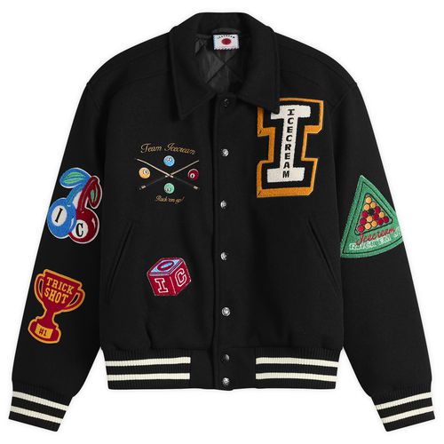 Men's Trick Shot Collared Varsity Jacket in Black