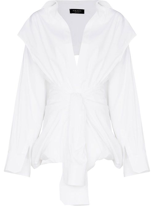 A.W.A.K.E. Mode Bluse mit Knotendetail - Weiß
