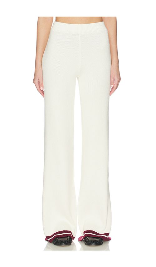SNDYS Colton Varsity Knit Pant in Cream. L. Also in S, XXS